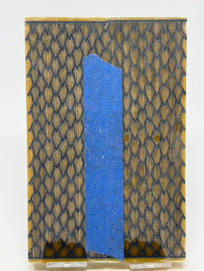 KS-017: Knife Scales - Green Black 3D Printed PLA Dragon Scale Hybrid Gold Resin Alumilite Casting