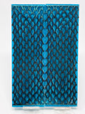 KS-018: Knife Scales - Black 3D Printed PLA Dragon Scale Hybrid Blue Resin Alumilite Casting
