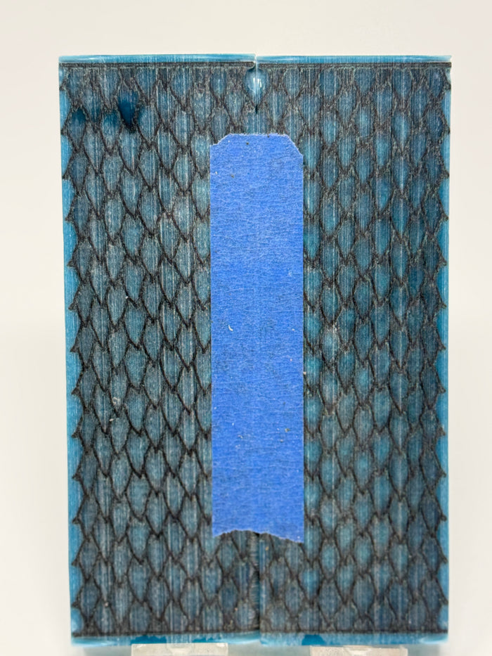 KS-018: Knife Scales - Black 3D Printed PLA Dragon Scale Hybrid Blue Resin Alumilite Casting