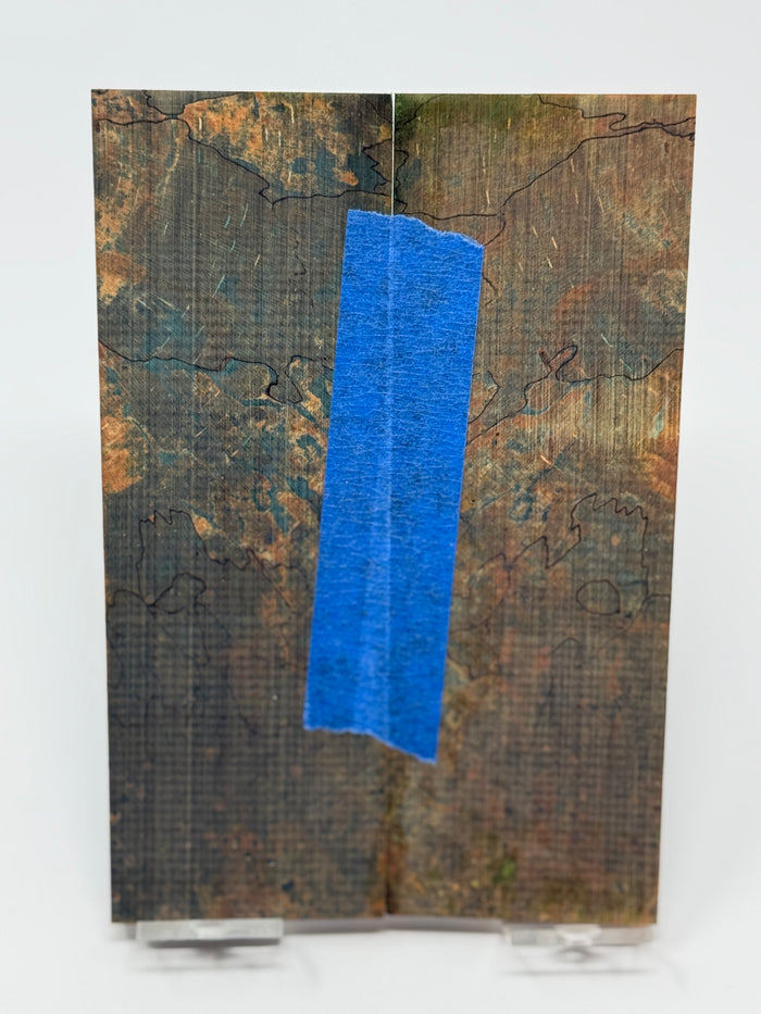 KS-028: Knife Scales - Orange Blue Dyed Stabilized Spalted Quartersawn Maple