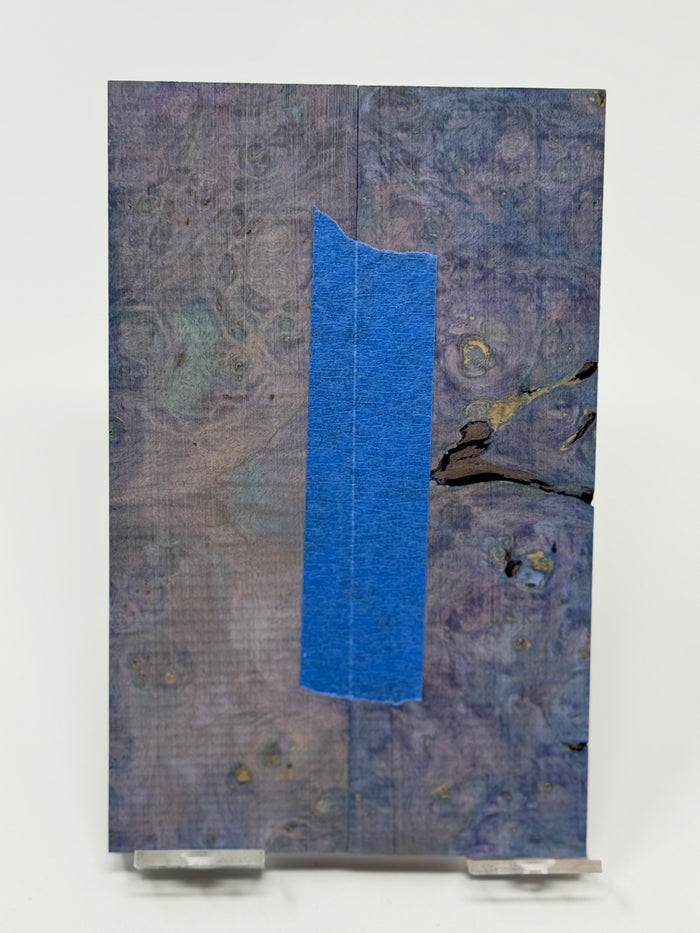 KS-031: Knife Scales - Purple Blue Dyed Stabilized Maple Burl