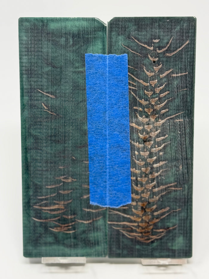 KS-033: Knife Scales - Green Resin Hybrid Stabilized Pine Cone