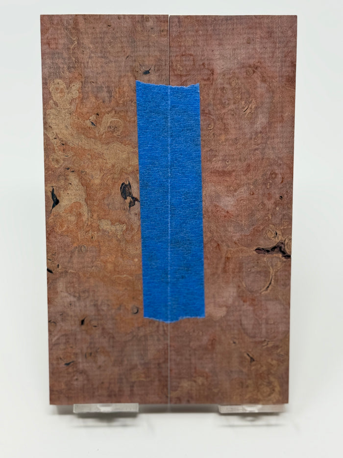 KS-034: Knife Scales - Red Dyed Stabilized Maple Burl