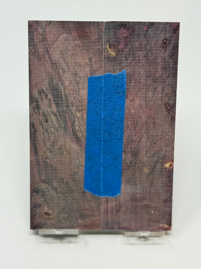 KS-035: Knife Scales - Red Purple Dyed Stabilized Maple Burl