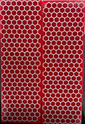 KS-037: Knife Scales - Silver 3D Printed PLA Honeycomb Hybrid Red Resin Alumilite Casting