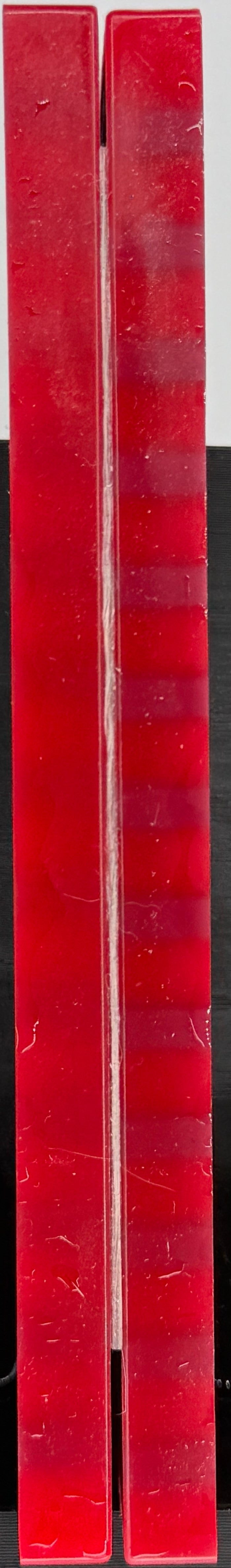 KS-037: Knife Scales - Silver 3D Printed PLA Honeycomb Hybrid Red Resin Alumilite Casting