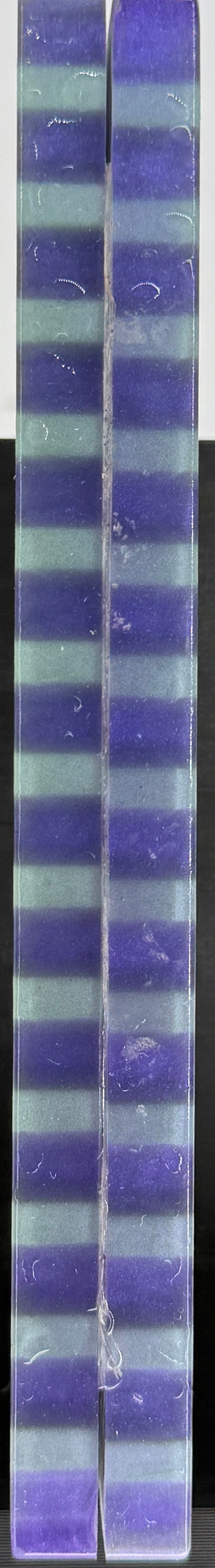 KS-041: Knife Scales - Green Glow 3D Printed PLA Honeycomb Hybrid Purple Resin Alumilite Casting