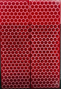 KS-043: Knife Scales - Pink 3D Printed PLA Honeycomb Hybrid Red Resin Alumilite Casting