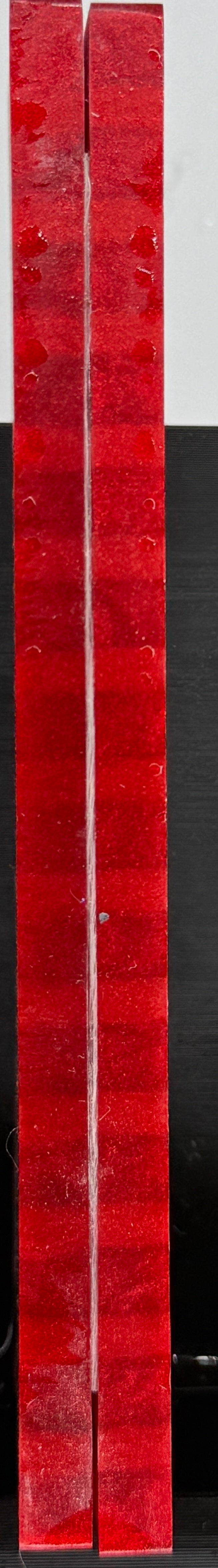 KS-043: Knife Scales - Pink 3D Printed PLA Honeycomb Hybrid Red Resin Alumilite Casting