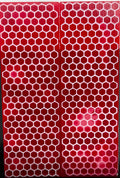 KS-045: Knife Scales - White 3D Printed PLA Honeycomb Hybrid Red Pink Resin Alumilite Casting