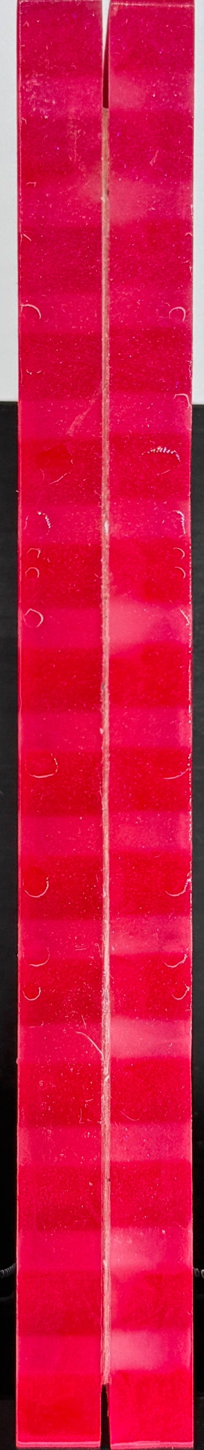 KS-045: Knife Scales - White 3D Printed PLA Honeycomb Hybrid Red Pink Resin Alumilite Casting