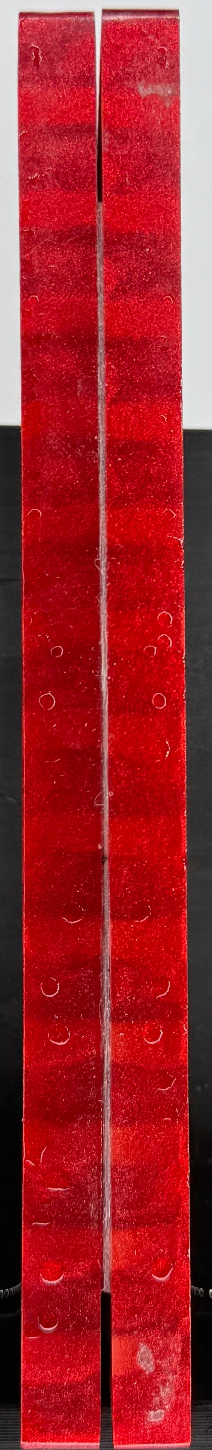 KS-046: Knife Scales - Green Glow 3D Printed PLA Honeycomb Hybrid Red Resin Alumilite Casting