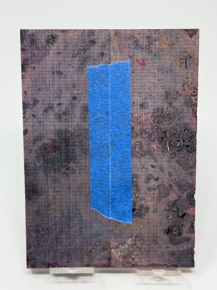 KS-052: Knife Scales - Purple Blue Dyed Stabilized Maple Burl