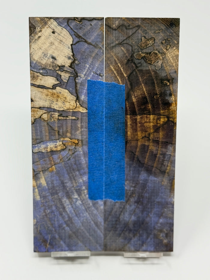 KS-057: Knife Scales - Purple Dyed Stabilized Cross Cut Spalted Maple