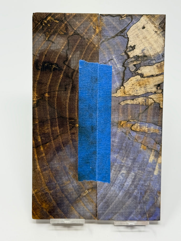 KS-058: Knife Scales - Purple Dyed Stabilized Cross Cut Spalted Maple