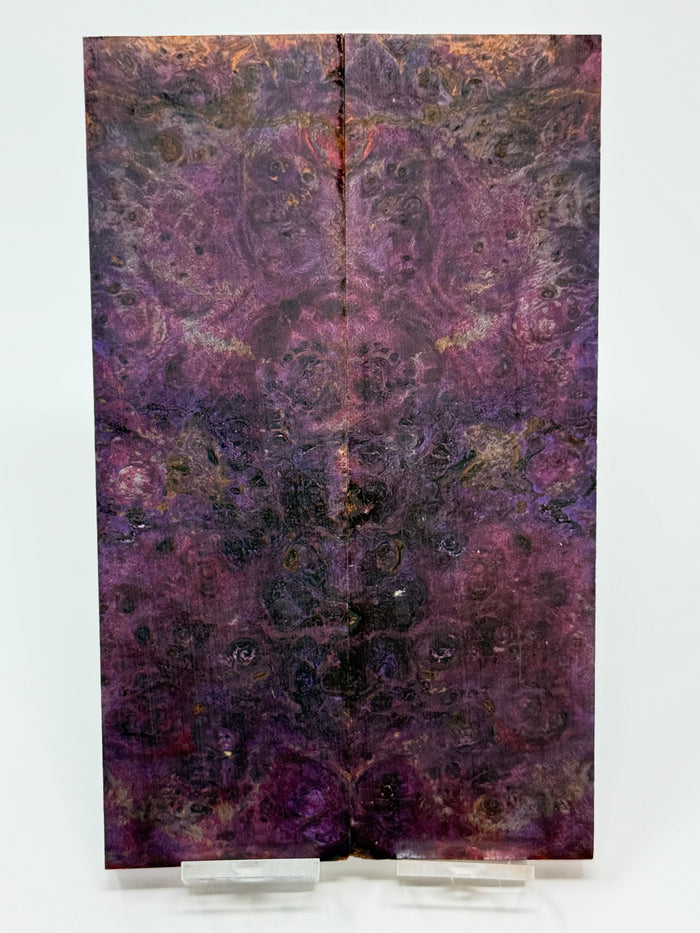 KS-061: Knife Scales - Purple Dyed Stabilized Maple Burl