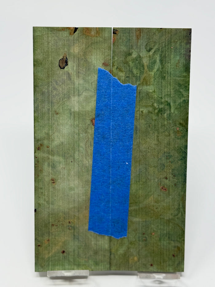 KS-065: Knife Scales - Green Dyed Stabilized Maple Burl