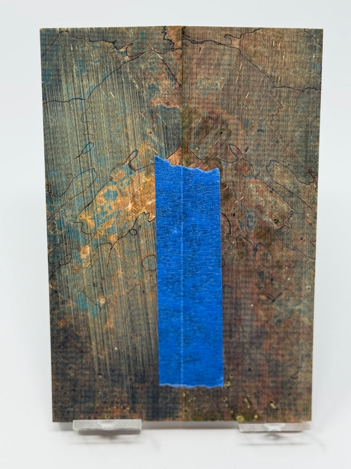 KS-066: Knife Scales - Orange Blue Dyed Stabilized Spalted Quartersawn Maple