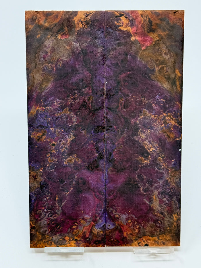 KS-067: Knife Scales - Purple Dyed Stabilized Maple Burl