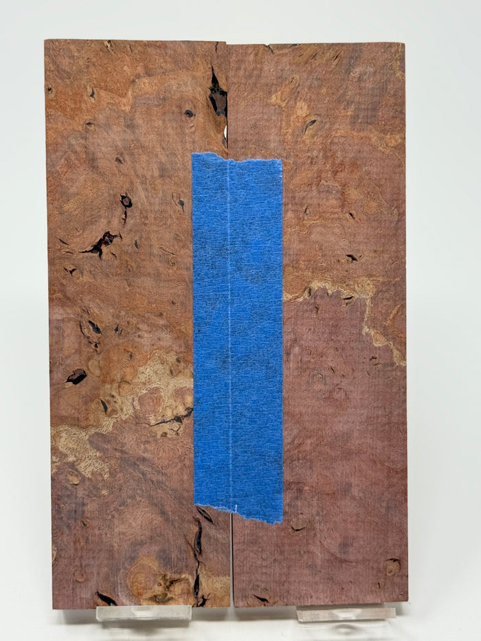 KS-069: Knife Scales - Red Orange Dyed Stabilized Maple Burl