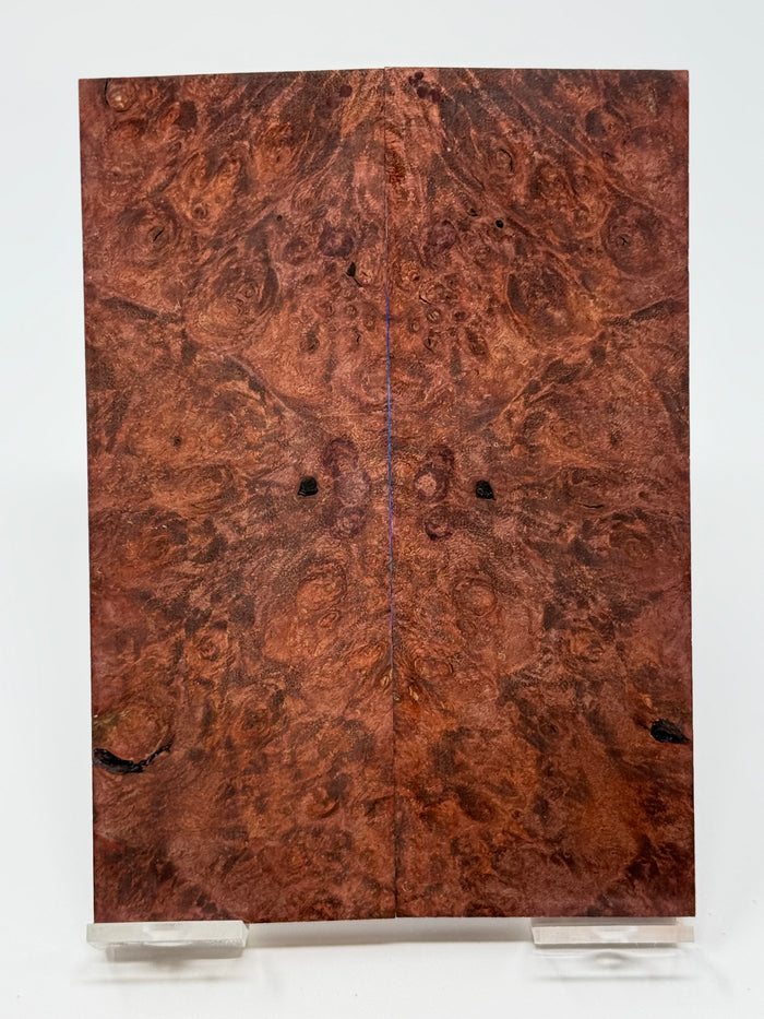 KS-072: Knife Scales - Red Dyed Stabilized Maple Burl