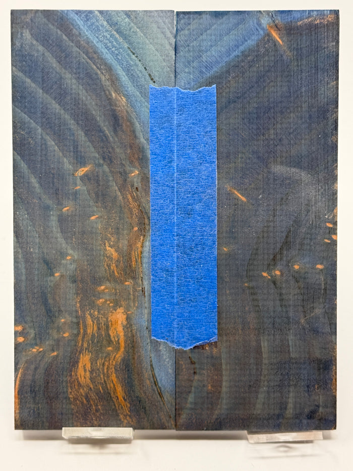 KS-075: Knife Scales - Blue Dyed Stabilized Cherry Burl
