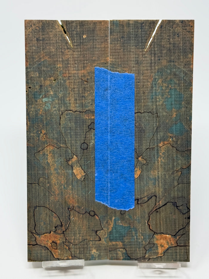 KS-078: Knife Scales - Orange Blue Dyed Stabilized Spalted Quartersawn Maple