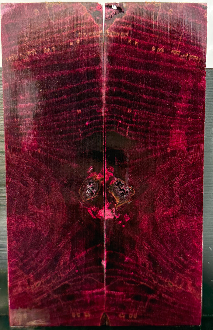 KS-082: Knife Scales - Red Dyed Stabilized Cross Cut Maple