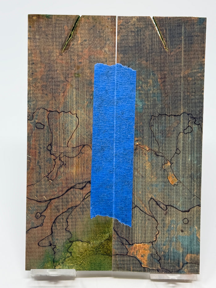 KS-084: Knife Scales - Orange Blue Dyed Stabilized Spalted Quartersawn Maple