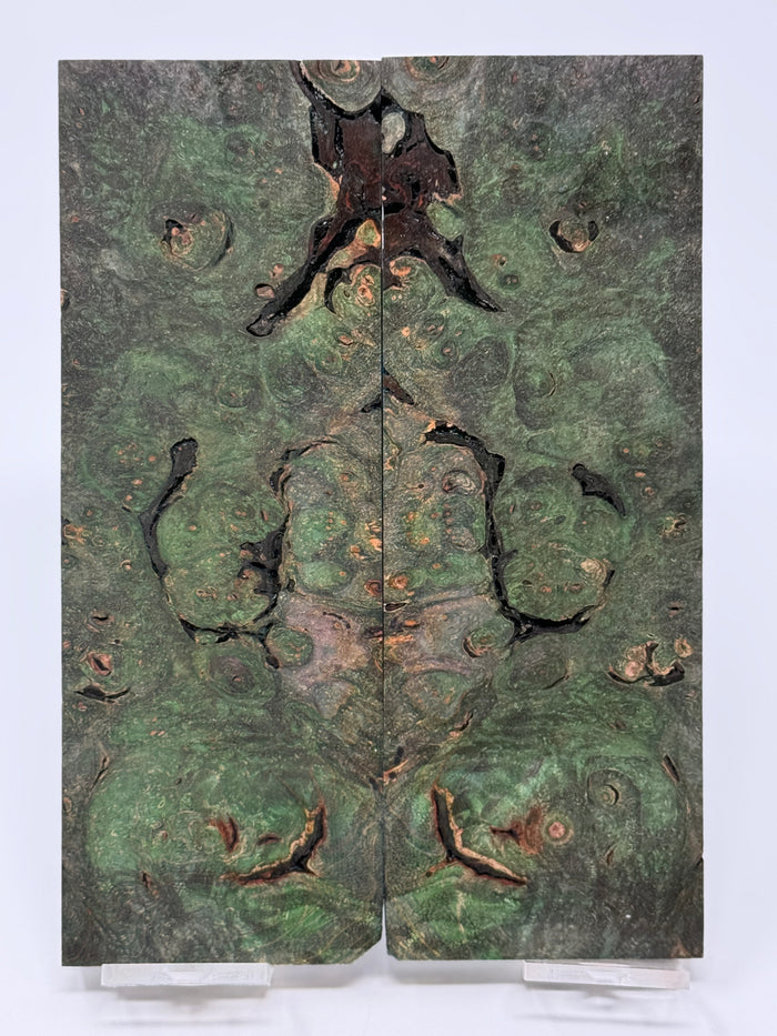 KS-085: Knife Scales - Green Dyed Stabilized Maple Burl