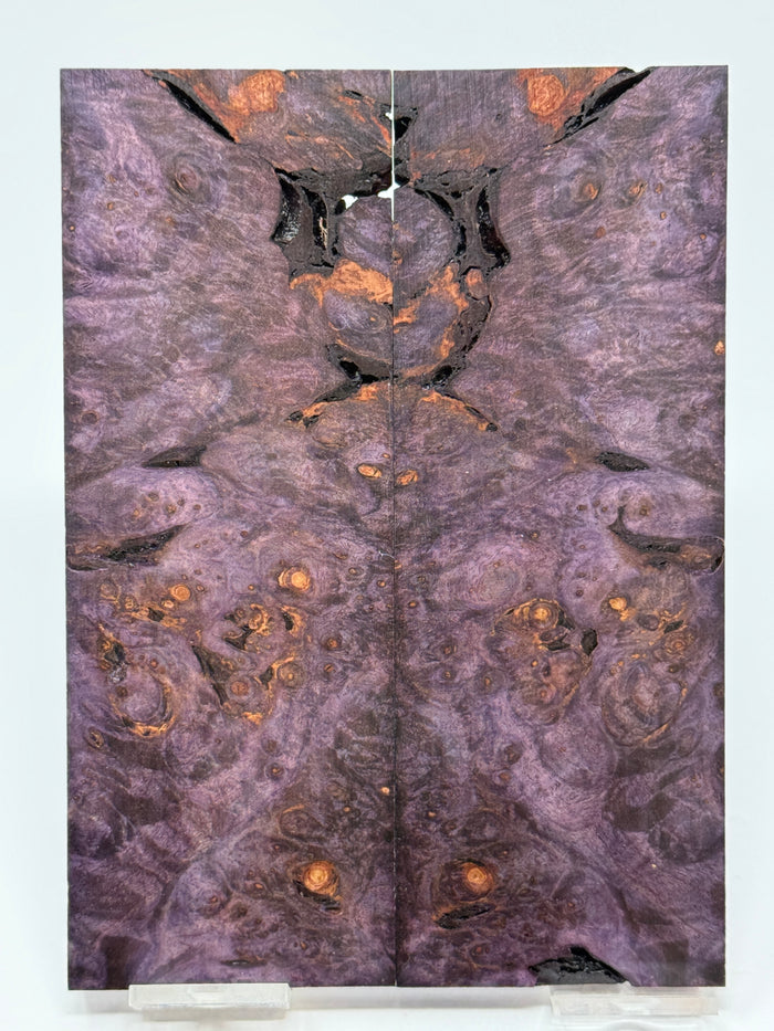 KS-087: Knife Scales - Purple Dyed Stabilized Maple Burl