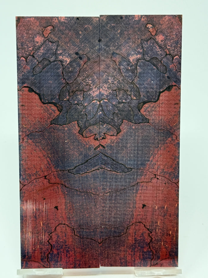 KS-093: Knife Scales - Blue Pink Dyed Stabilized Spalted Maple