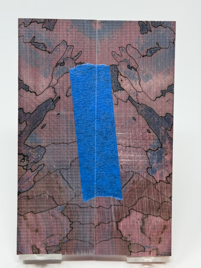 KS-099: Knife Scales - Blue Pink Dyed Stabilized Spalted Maple
