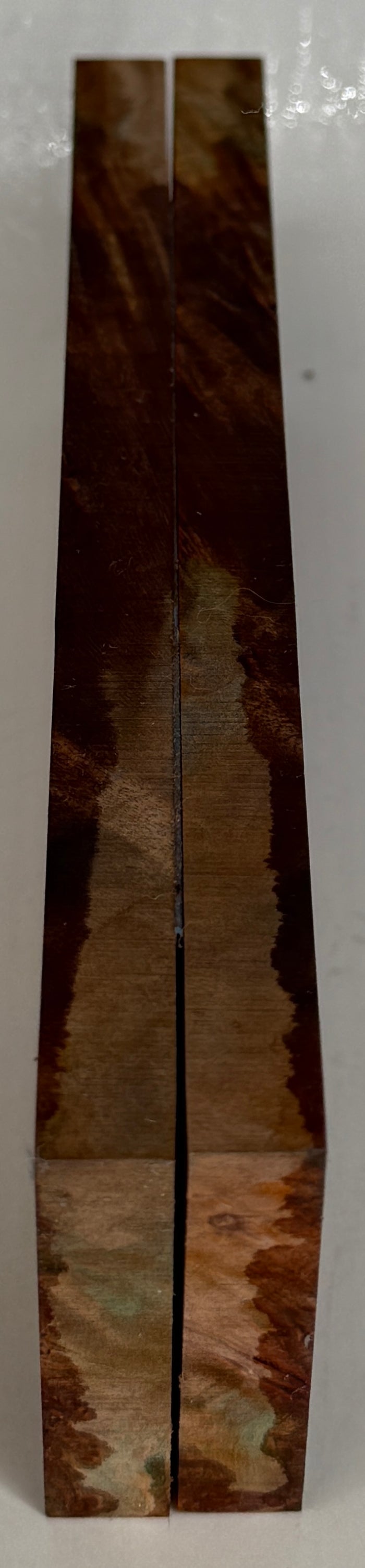 KS-107: Knife Scales - Natural Blue Dyed Stabilized Maple Burl