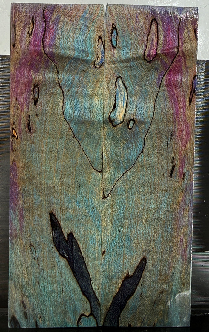 KS-109: Knife Scales - Blue Purple Dyed Stabilized Spalted Maple