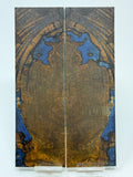 KS-111: Knife Scales - Blue Dyed Stabilized Cross Cut Spalted Maple