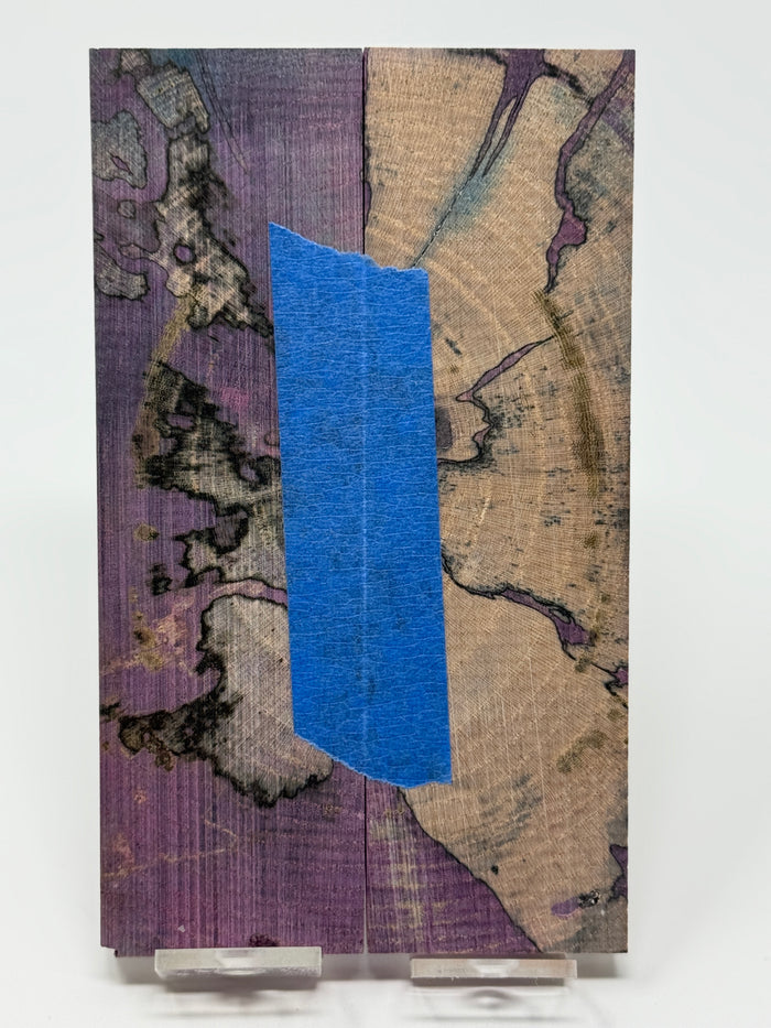 KS-116: Knife Scales - Pink Dyed Stabilized Cross Cut Spalted Maple