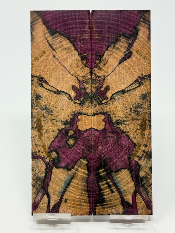 KS-117: Knife Scales - Pink Dyed Stabilized Cross Cut Spalted Maple