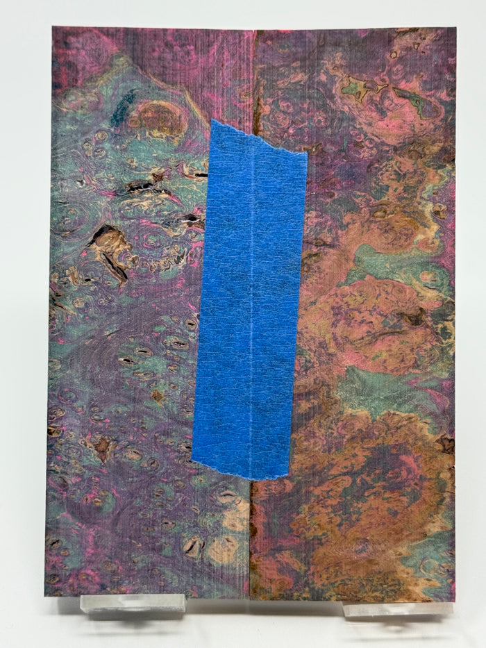 KS-118: Knife Scales - Blue Pink Dyed Stabilized Maple Burl