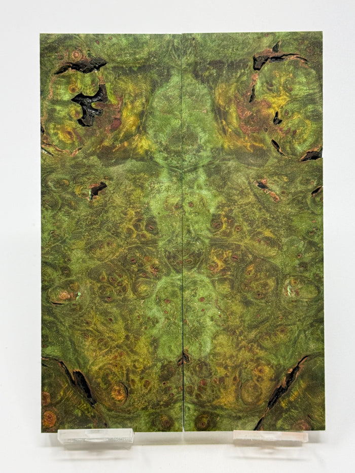 KS-121: Knife Scales - Green Dyed Stabilized Maple Burl