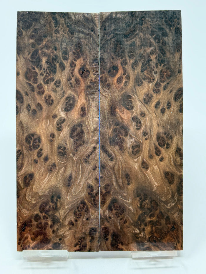 KS-125: Knife Scales - Natural Stabilized Redwood Lace Burl