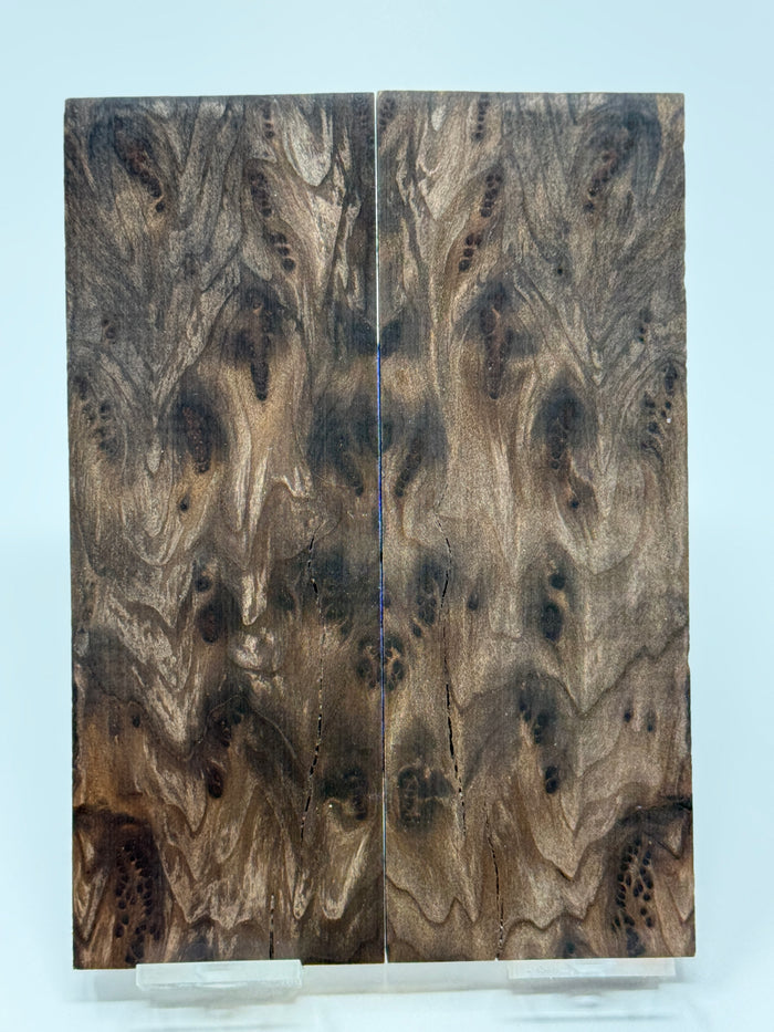 KS-126: Knife Scales - Natural Stabilized Redwood Lace Burl