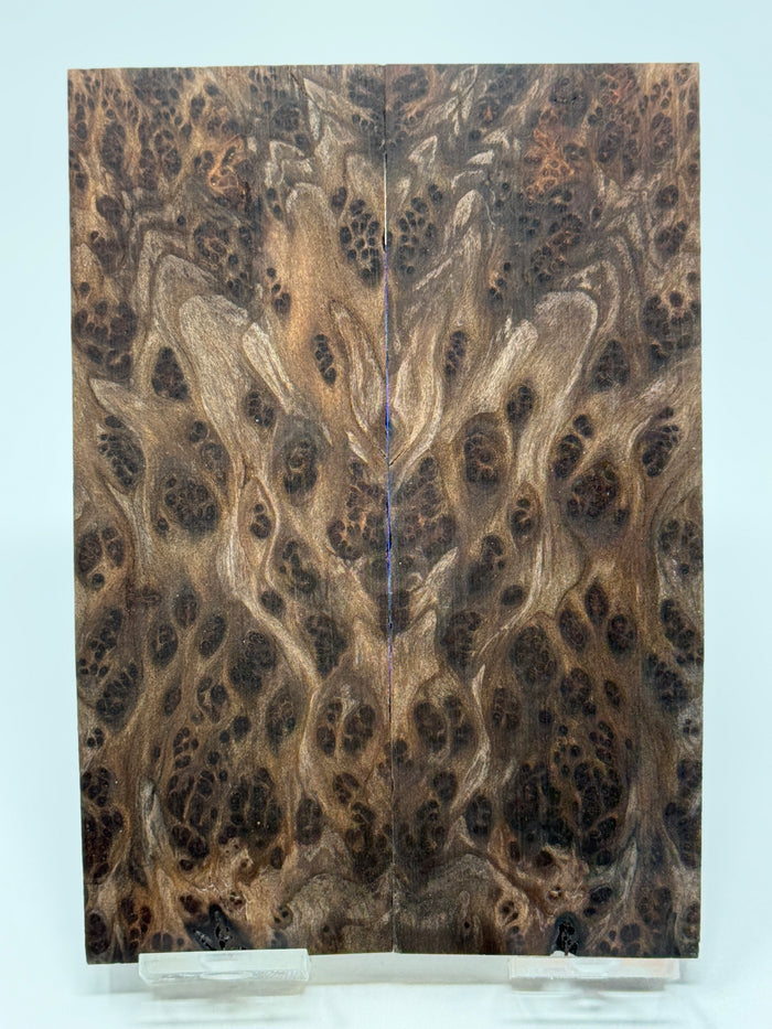 KS-127: Knife Scales - Natural Stabilized Redwood Lace Burl
