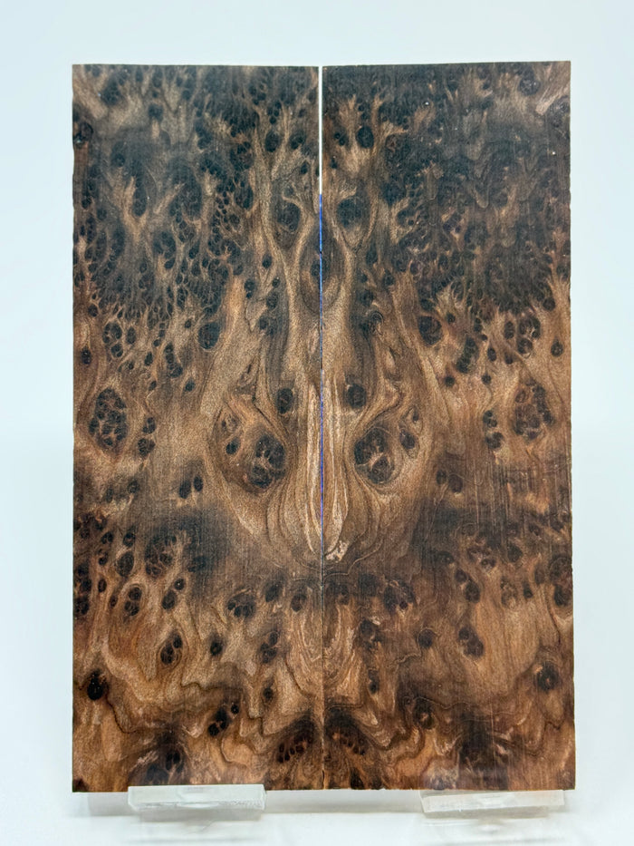 KS-128: Knife Scales - Natural Stabilized Redwood Lace Burl