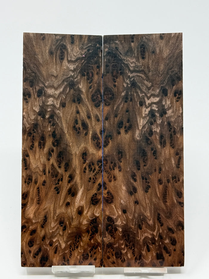 KS-129: Knife Scales - Natural Stabilized Redwood Lace Burl