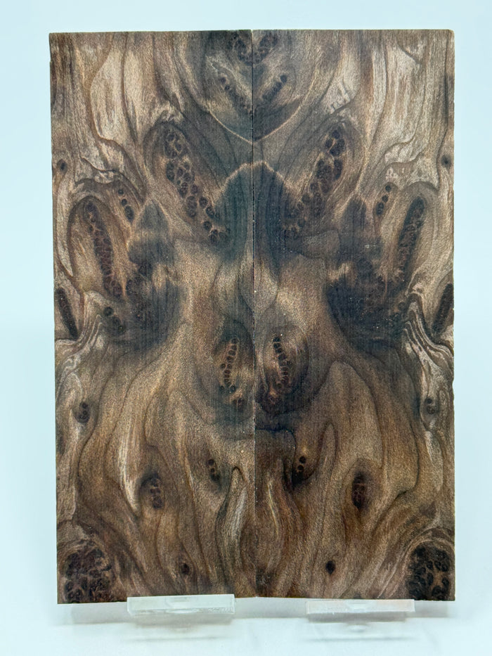 KS-130: Knife Scales - Natural Stabilized Redwood Lace Burl