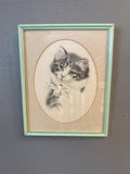 Ladybug on a flower Cat Art, green frame