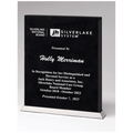 7.5" Black/Silver Leather Desk Plaque w/Chrome Plated Base