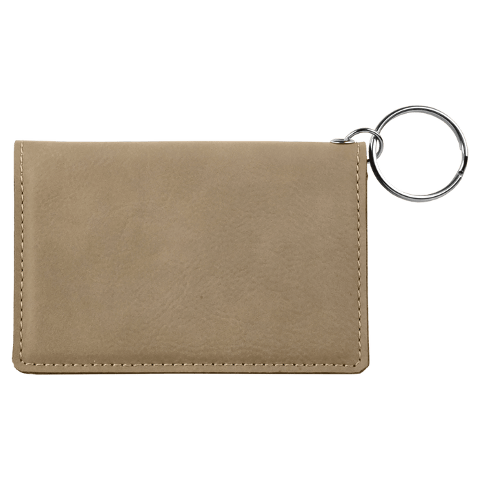 4.25" x 3" Light Brown Leatherette Keychain ID Holder
