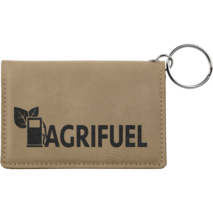 4.25" x 3" Light Brown Leatherette Keychain ID Holder